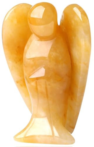 XIANNVXI 38mm Schutzengel Kristalle Gelbe Jade Engel Figur Heilung Kristall Edelsteine Poliert Steine Statue Reiki Angel Figur Schutzengel Geschenk