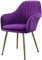 Sedia moderna in velluto con morbido cuscino, gambe in metallo, schienale e poltrona, design elegante, sedia da caffè per soggiorno o sala da pranzo (viola/oro)