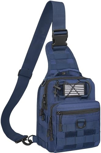 GMAK Taktische Schultertasche, taktische Umhängetasche, Rucksack, Militär-Rover-Taschen, Reisen, Wandern, Tagesrucksack, Brusttasche für die Jagd, Marineblau