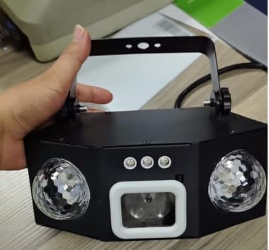 Vicalo Jeu de Lumière Disco avec 2 Boules Disco Lumière DJ RGB Activée par Musique, Effet Stroboscopique, Lampe de Scène pour Fête, Soirée DJ, Noël et Halloween