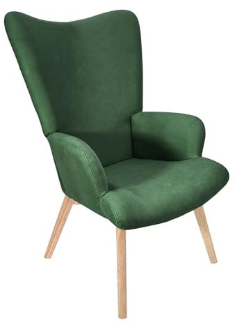 SVITA Olav Sessel Ohrensessel Loungesessel Relaxsessel mit Armlehne mit hohem Rücken modern bequem robust Wohnzimmer Schlafzimmer Esszimmer Dunkelgrün