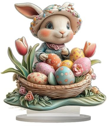 Buerfu Acryl Osterhase D-ekor,Tisch-Häschen-Dekoration,Osterhasen-Dekorationen Für Den Tisch,Ostertisch Herzstück Für Heimtisch Esstisch Bücherregal D-ekor