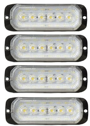4 Feux de Gabarit avec Mode Flash de Pénétration LED 12V-24V Blanc feu de Position Avant + Clignotant Stroboscopique Éclairage d'Urgence pour Camion Poids Lourds Utilitaire Véhicule Industriel
