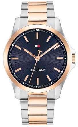 Tommy Hilfiger Uhr mit DREI-Zeiger-Quarzwerkfür Herren mit Zweifarbiges Edelstahlarmband - 1792193