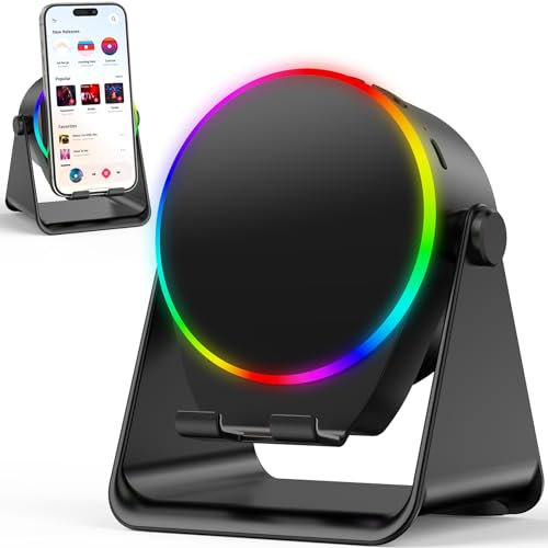 Induktions-Bluetooth-Lautsprecher mit RGB & 4-in-1 Design – Für 4-13 Zoll Smartphones, Bluetooth 5.3, rutschfeste Basis, Sofortstart-Funktion – Perfektes Tech-Geschenk (Schwarz)