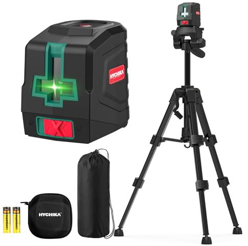 HYCHIKA Livella Laser con Treppiede, Livello Laser Autolivellante con 2 Batterie AA e Borsa in Tessuto, per Decorazioni Domestiche, DIY