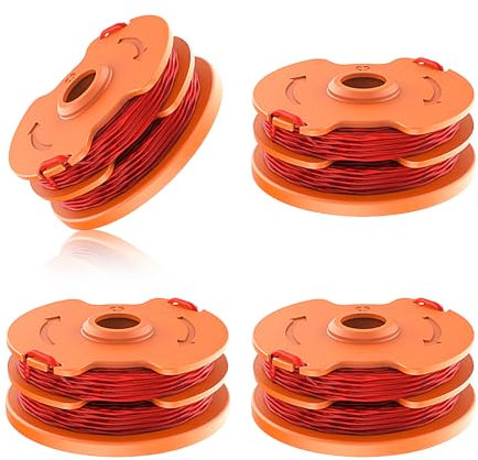 CHIHOLEN 4 bobine per decespugliatore compatibili con WA0007 WX100, 1,6 mm, 9,8 m, doppia bobina di ricambio per Worx WG105 WG106 WG119E Mcgregor MET6032 MET4530 MET3525 Qualcast GT25 (4 bobine)