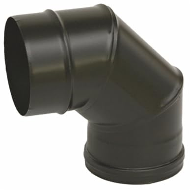 Curva 90° Ø100 mm Monoparete per Canna Fumaria – Gomito in Acciaio Inox AISI 316 Verniciato Nero SP. 5/10 – per Stufa a Pellet e Caldaia