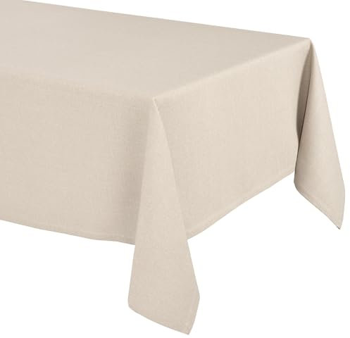 Elegante Tischdecke mit natürlicher Leinenoptik, Lina Tischdecke und Tischläufer, Größe und Farbe wählbar (Eckig 130x160 cm, Sandbeige)