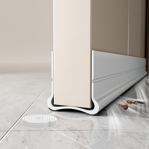93 cm Zugluftstopper Dichtungsband für Türen, 2025 Neu Luftzugstopper mit Doppeldichtung, Selbstklebende Tür Türdichtung, Türdichtung Türisolierung Windstopper Durchzug (Weiß, 93CM)