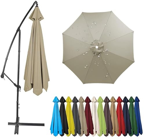 2,3m/2,7m/3,0m/3,5m/4,0m Sonnenschirm Ersatzbezug 6 Streben 8 Streben, Sonnenschirm Stoff UV Schutz 50 Windfest Gartenschirm Ersatz-Überdachung, Für Ampelschirm, Hof (6ribs:2.7m/8.8ft,Brown A)