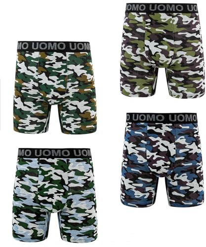 5 oder 10 Herren Boxershorts mit verlängertem Bein M-3XL Unterwäsche Unterhose Retroshorts Camouflage L-5er Pack 1