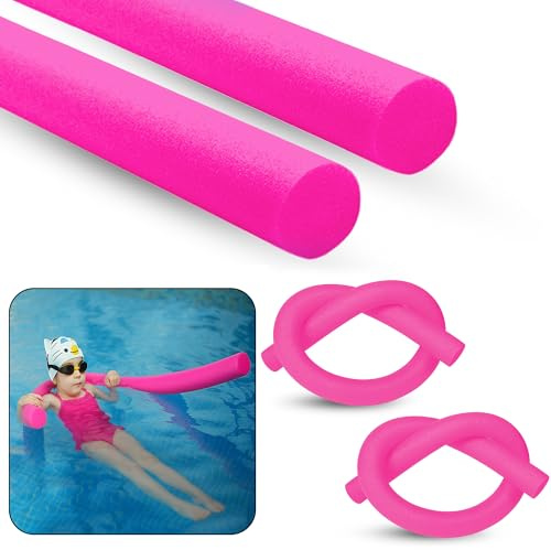 ASAB Swimming Pool Noodle | Swim Aid, Aqua Aerobics, Exercise Noodle | Float Aid Vertical | Flexible, Soft & Durable Foam Sticks | Support For Kids and Adults Training Swim Noodle (PINK 2 PACK)