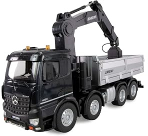 Huina 1538 Rc Kipplader 4 Achser mit Kran & Schrottgreifer Dump Truck 1:14 LKW 26 Kanal