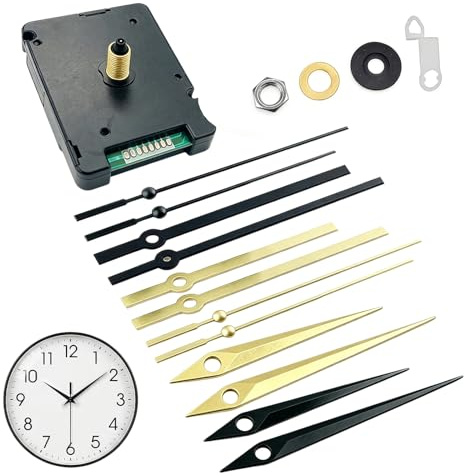 Zlokdraxy DCF77 Funk-Wanduhrwerk – Reparatur-Set DIY leise mit 4 Paar Zeigern (Schwarz & Gold) – präziser Motor 72 x 56 x 19 mm, Achse 24 mm, für Zifferblätter 10 – 13 mm