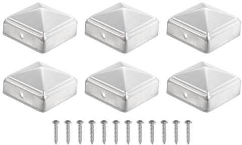 QUARKZMAN 2 x 2.1 Aluminium Pyramid Pfostenkappe 6 Stück Zaunpfostenkappen Abdeckung Mit Druck Und Schrauben Für Holz/Metall Zaunpfosten Briefkasten Pyramid Abdeckung Outdoor Garten Decks