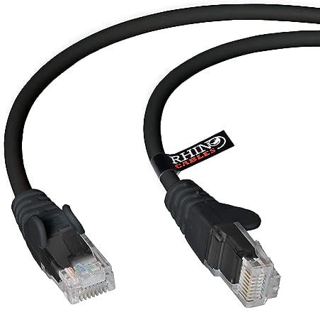 rhinocables CAT5e High-Speed Ethernet Patch Network Cable for LAN — Snagless Cable with RJ45 Connector Lead — Ideal for Internet, Router, Modem, Smart TV, PC & Laptop (10m, Black)