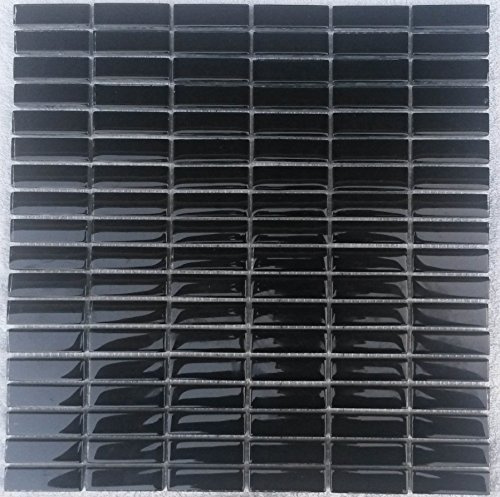 Estile Mosaico Schwarz Glasmosaik Crystal Matte 30x30 8 mm Glänzend Mosaik Fliese Badezimmer M035
