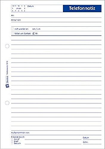AVERY Zweckform Notizformular DIN A5 hoch, weiß, 50 Blatt, Selbstdurchschreibend