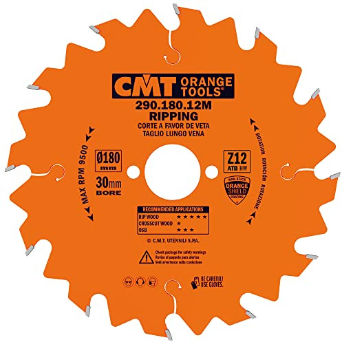 CMT ORANGE TOOLS 290.180.12M - HANDKREISSÄGEBLATT - LÄNGSSCHNITT 180X2.6X30 Z=12 10° WECHSELZAHN