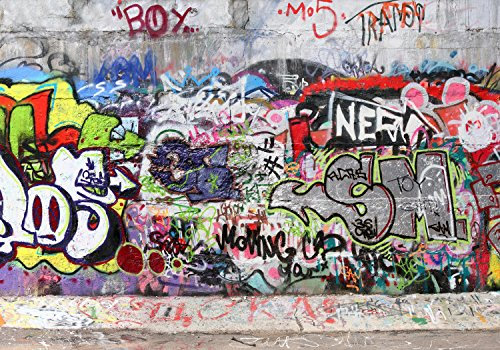 wandmotiv24 Fototapete Abstrakt Graffiti 3, XS 150 x 105cm - 3 Teile, Wanddeko, Wandbild, Wandtapete, Streetart, Vintage, Muster M0027