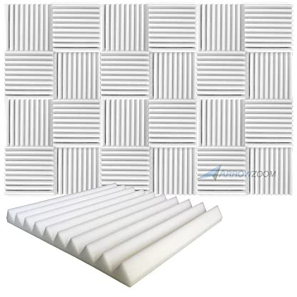 Arrowzoom 24 Panels Acustico Absorción Sonido Wedge Cuña 50x50x5cm Espuma Acústica Aislamiento Acustico Estudio de Grabación Casas Estudios Azulejos Incombustibles Insonorizados AZ1134 PERLA BLANCA