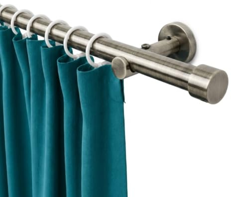 Rollmayer Gardinenstange Ø19mm 120cm Antik Gold 1-läufig mit Crux | Metall, Wandbefestigung ohne Ringe, Für Wohnzimmer Schlafzimmer Büro