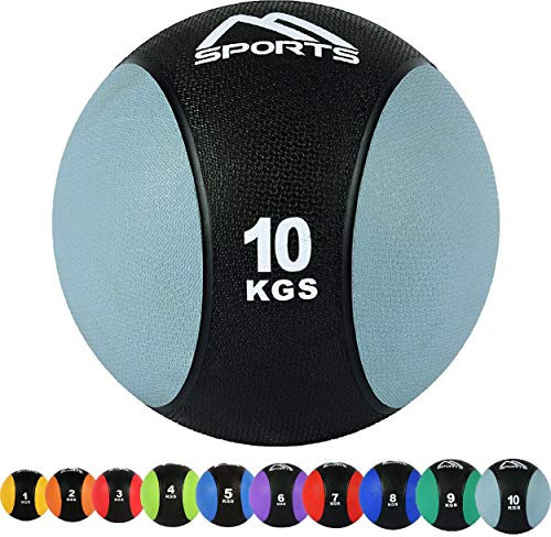 MSPORTS Medizinball 1 – 10 kg – Professionelle Studio-Qualität inkl. Übungsposter Gymnastikbälle (Set 1-10 kg)