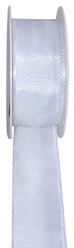 Taftband mit Drahtkante - Weiss - breit - Geschenkband - Dekoband - Schleifenband - ca. 40 mm Breite - 25 m Länge - 3330-40-25-1