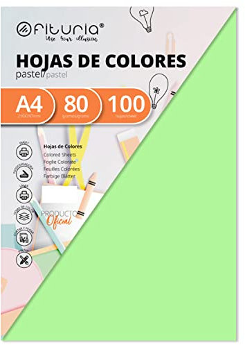 OFITURIA FAB-15614 100 Packs de 100 Hojas Color Verde Claro Tamaño A4 80g