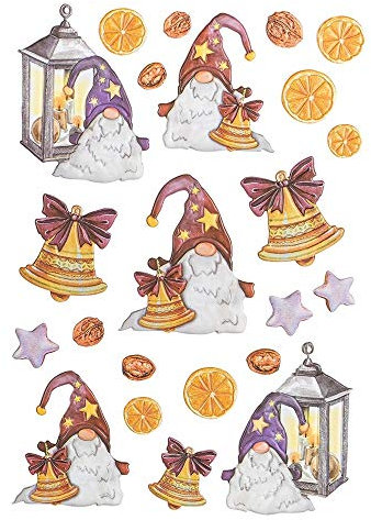Ideen mit Herz Stickerbogen 3-D Relief-Sticker | Aufkleber | Hochwertig geprägt mit 3-D-Effekt | Din A4 Bogen mit verschiedenen Motiven (Weihnachtliche Wichtel 03)