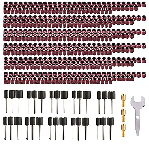 574 Stück Schleifhülse Satz Schleifhülse Satz Einschließlich, 540 Stück Schleifhülsen, 30 Stück Schleifwalze, Schlüssel for Dremel Drehwerkzeug