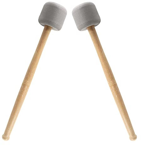 Biaungdo Paquete de 2 mazos de batería de espuma de 13 pulgadas, mazo de tambor de bajo, baquetas de percusión para timbales, palos de percusión antideslizantes, color gris