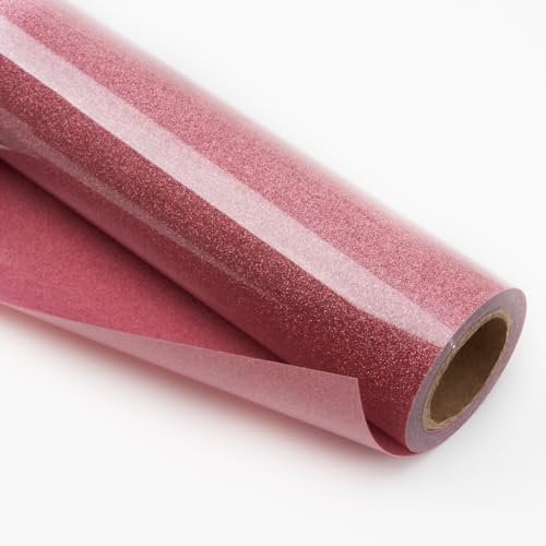 IRON-ON HTV Rose Pink Glitter Rolls 12 x 8ft Heat Transfer Iron on Vinyl for Shirts Desing