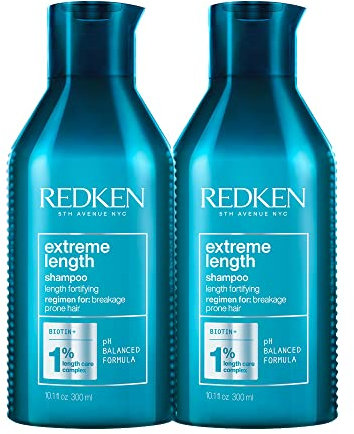 Redken Haarshampoo für lange und starke Haare, Anti Haarbruch, Mit Biotin, Extreme Length Shampoo, 2 x 300 ml