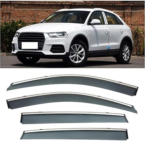 4 Stück Autofenster Windabweiser für Audi Q3 2013-2018, Vorne Hinten Seitentür Fenster All Weather Wasserdicht Beschlagfrei Beschattung, Auto Zubehör