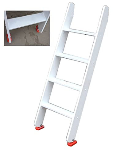 Hochbett Leiter Weiße Camper-Etagenleiter mit Haken, Loft Dorm RV Etagenbettleiter mit Rutschfesten Füßen, Wohnzimmerschrank 3/4/5 Trittleiter, Belastung 300kg/660lbs (Size : 4 Step 125cm/49)
