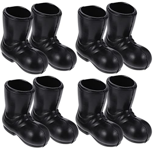 TOYANDONA Miniature Boots Miniature Toys 4 Pairs Mini Santa Claus Shoes Boots, Black Mini Christmas Santa for Crafts Christmas Decorations Kids Toys