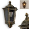 Außenwandleuchte Hongkong, Wandlampe in antikem Look aus Metall/Glas in Braun-Gold/Klar, Wandleuchte m. E27-Fassung, Retro/Vintage Außenleuchte für Terrasse/Hof/Eingangsbereich, ohne Leuchtmittel