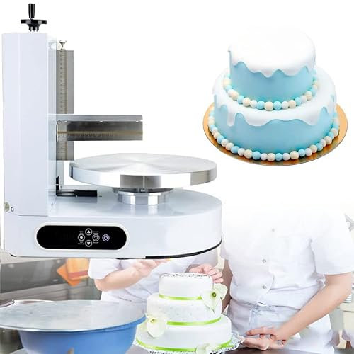 Electric cake frosting machine, 4-12 inch Adjustable Cake Smoother Polishers, Cake Stand Aluminum Alloy, Rotating Cake Turntable Decorating Icing Smoother for Baking, Pastries and Cupcakes,White