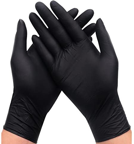 Super Mundo - Guantes de nitrilo, 200 pcs caja (S, Negro), guantes nitrilo, sin polvo y sin látex, guantes desechables, guantes de examen, no estériles (S, Negro)