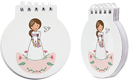 Lote 25 libretas Infantiles Primera Comunión, niña Vestida de Primera comunión con Vela en la Mano. Original libreta para Dar como Regalo o Detalle a los Invitados a una Primera Comunión.