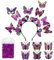 Schmetterlings-Fascinator-Hut für Damen, Monarch-Schmetterling, Kopfschmuck, Krone, Cocktail, Hochzeit, Teeparty, Halloween, Kostüm, Kopfschmuck, Violett, 1-2