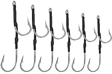 BLUEWING Double Rigged SS Southern Bend Hakenset 5 Stück Edelstahl Big Game Angeln Schlepphaken mit Gummischlauch für Salzwasserfische, Größe 11/0