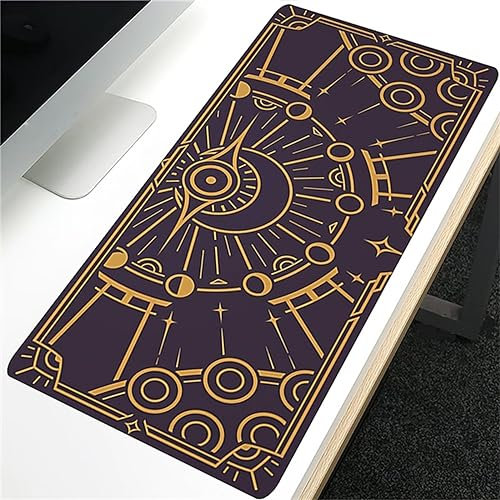 Mauspad XXL – 1200x600x5mm Gaming Mauspads - Vernähte Kanten - verbessert Geschwindigkeit und Präzision Schreibtischunterlage für PC Laptop Home und Büro – Mousepad Gelber Mond