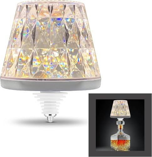 REV LAMPRUSCO CRISTAL - Lampada da tavolo a LED, senza fili, 130 lm, 1,6 W, 2500 mAh, luce per bottiglia dimmerabile, luce bianca calda, lampada da tavolo touch per interni ed esterni, IP54