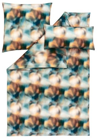 ESTELLA Atelier Mako-Satin Bettwäsche-Garnitur Borealis Farbe grün Größe 135x200 + 80x80 + 40x80 cm