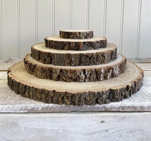My Square Mile Large Log Slice Cakestand 43-47cm | Wooden Rustic Slab | Wedding Birthday Display Board | Serving Platter Table Centerpiece