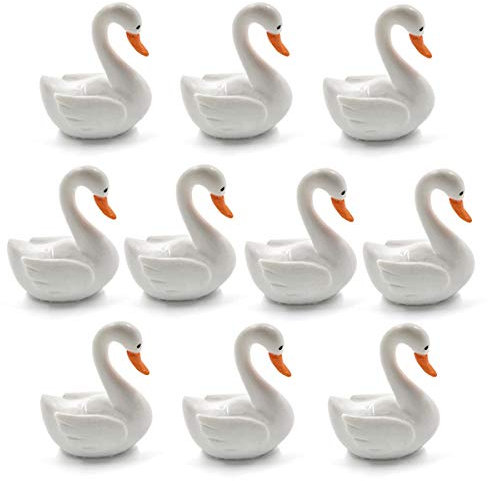 Schwan-Miniatur-Figur, Schwan, Gartenornament, Miniaturfigur, Tierstatue, Heimschreibtisch, 10 Stück