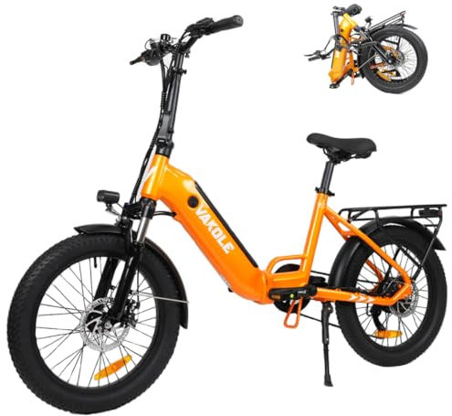 VAKOLE VT4 E-Bike Klapprad 20 Zoll Elektrofahrräder mit 36V 13Ah Akku, 20x3.0 Zoll Reifen Fatbike, EU-konformes Ebike für Herren Damen